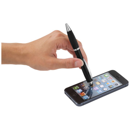 Stylo bille personnalisable avec stylet coloré avec grip noir Nash