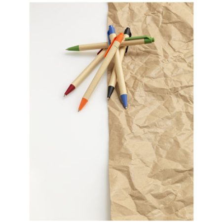 Stylo bille personnalisable en carton recyclé et plastique de maïs Berk