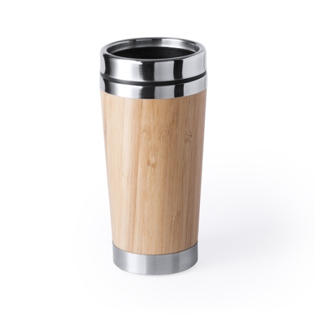 Tasse isotherme personnalisable inox et bambou 500ml Ariston