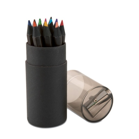 Set de 12 crayons de couleurs personnalisable noirs BLOCKY