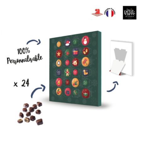 Calendrier de l'avent personnalisé billes - Cubes orange chocolat