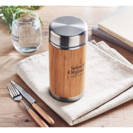 Lunch box isotherme personnalisable en inox & bambou 600 ml - NATUJAR