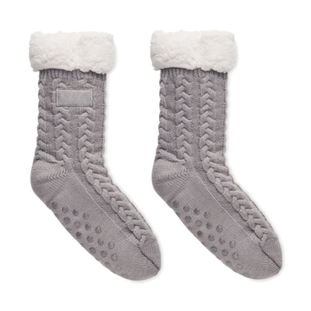 Chaussons d'hiver en forme de chaussette en tricot torsadé avec antidérapants - 40/42