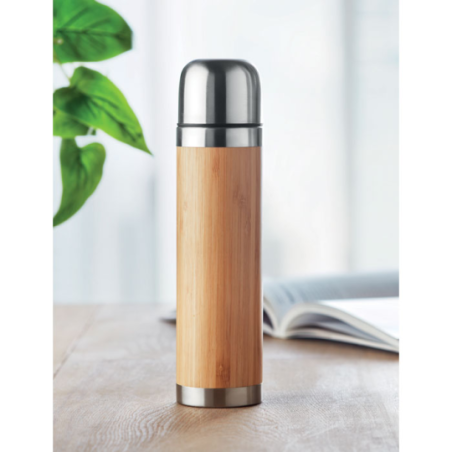 Thermos publicitaire en inox et bambou - 400ml