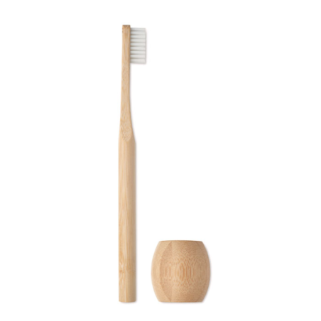 Brosse à dents en bambou personnalisable avec son support