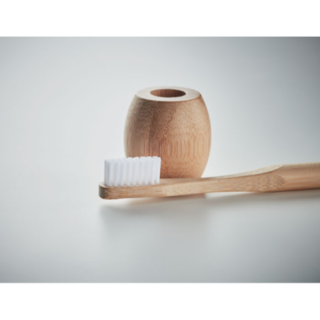 Brosse à dents en bambou personnalisable avec son support