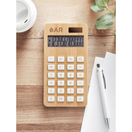 Calculatrice personnalisable en bambou 12 chiffres