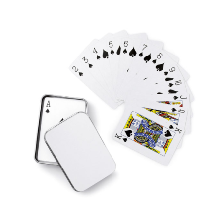 Jeu de 54 cartes personnalisable dans sa boîte en étain