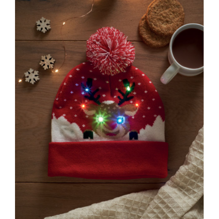 Bonnet de Noël personnalisé tricoté en acrylique avec 6 LED