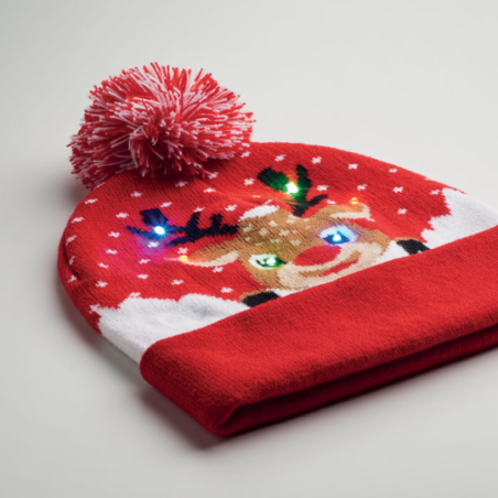 Bonnet de Noël personnalisé tricoté en acrylique avec 6 LED