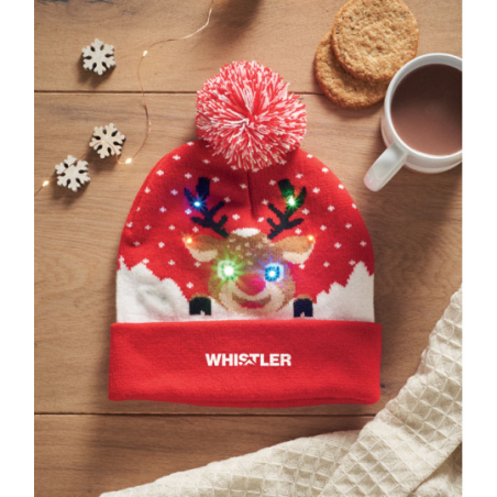 Bonnet de Noël personnalisé tricoté en acrylique avec 6 LED