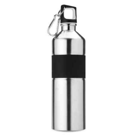 Bouteille en inox personnalisabe avec mousqueton et grip en caoutchouc 750 ml