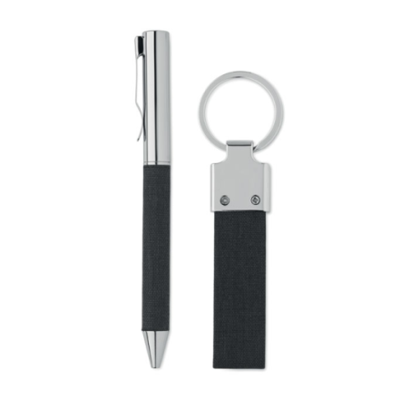 Coffret cadeau personnalisable avec son stylo en métal et son porte-clés en RPET - SCRIBI