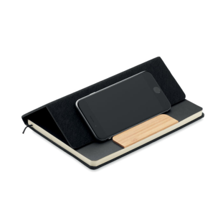 Coffret personnalisable avec un carnet A5 RPET et son stylo en bambou NOTEMIX