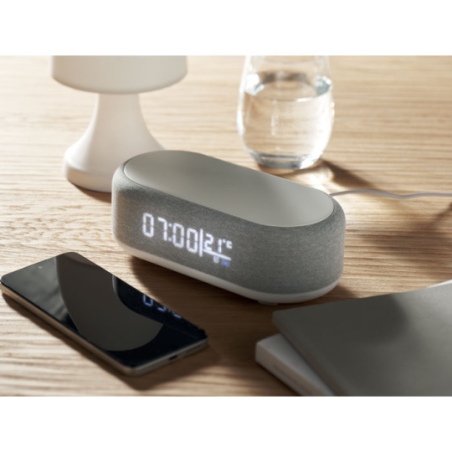 Station connecté 4-en-1 avec chargeur à induction 15 W, enceinte 5 W, réveil, lumière, météo - TUONO