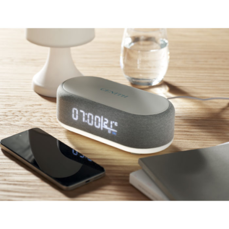 Station connecté 4-en-1 avec chargeur à induction 15 W, enceinte 5 W, réveil, lumière, météo - TUONO