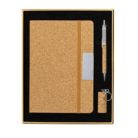 Set personnalisable bloc note stylo bille et clé usb 16 go en liège