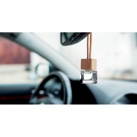 Désodorisant pour voiture personnalisable et rechargeable en verre et bois 5ml