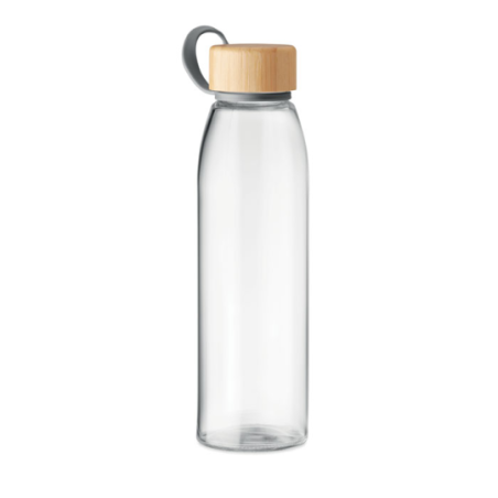 Bouteille personnalisée en verre 500 ml et bouchon en bambu