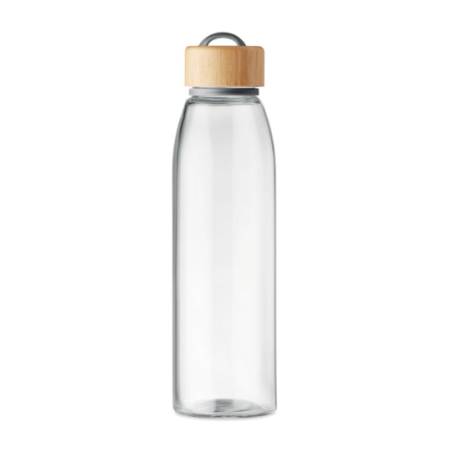 Bouteille personnalisée en verre 500 ml et bouchon en bambu