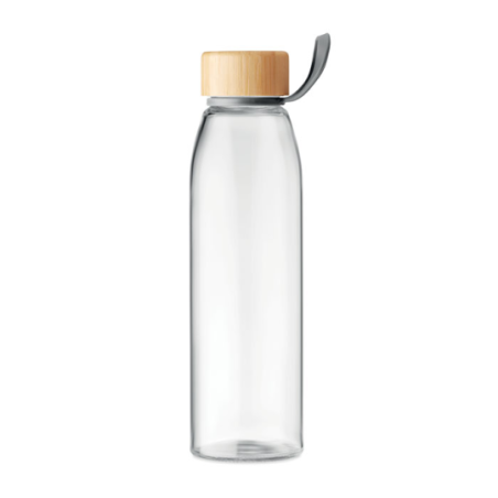 Bouteille personnalisée en verre 500 ml et bouchon en bambu