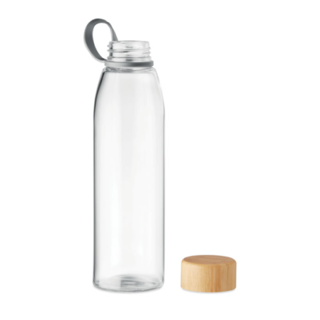 Bouteille personnalisée en verre 500 ml et bouchon en bambu