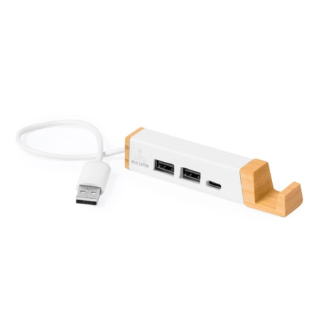 Hub USB personalisable en bambou et briques de lait recyclés Kartip