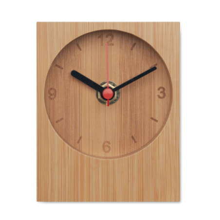 Horloge de bureau publicitaire analogique en bambou