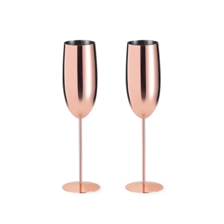 Set de 2 flûte à champagne personnalisable en acier inoxydable 270ml