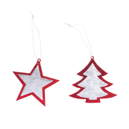 Set personnalisable de 2 Ornements pour sapin de Noël en polyester - Rimol