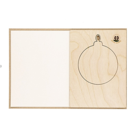 Carte personnalisable avec boule de Noël détachable en bois et graine de pin - Astrox