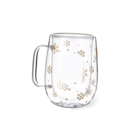 Tasse en verre personnalisable à double paroi avec flocon Doglex