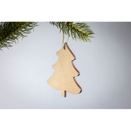 Décoration de Noël personnalisée en forme de sapin en contreplaqué et corde de jute 7,9 X 6,3 cm