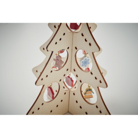 sapin de noël en bois personnalisable avec 10 ornements assortis