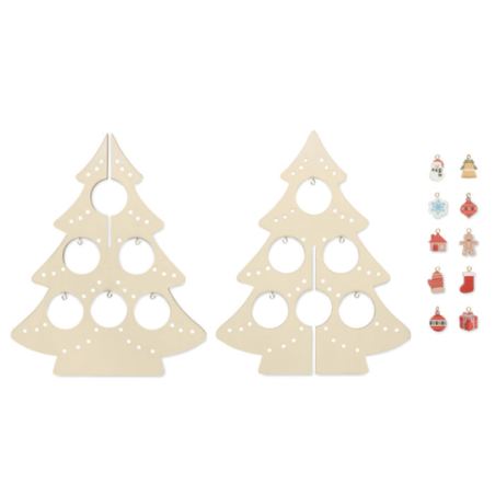 sapin de noël en bois personnalisable avec 10 ornements assortis