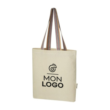 Tote bag publicitaire Rainbow de 5 l en coton recyclé 180 g/m²