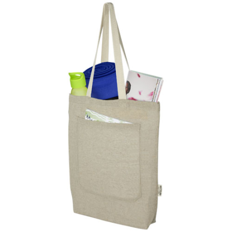 Tote bag personnalisé Pheebs en coton recyclé 150 g/m² de 9 l avec poche avant