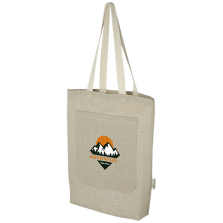 Tote bag personnalisé Pheebs en coton recyclé 150 g/m² de 9 l avec poche avant