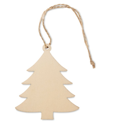 Décoration de Noël personnalisée en forme de sapin en contreplaqué et corde de jute 7,9 X 6,3cm