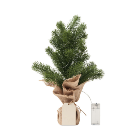 Mini sapin de Noël personnalisable artificiel avec guirlande lumineuse jaune avec base en jute