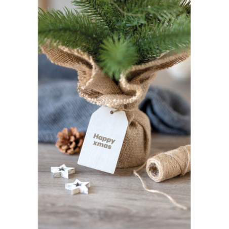 Mini sapin de Noël personnalisable artificiel avec guirlande lumineuse jaune avec base en jute