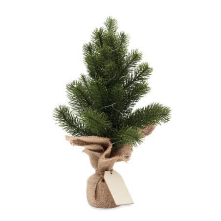 Mini sapin de Noël personnalisable artificiel avec guirlande lumineuse jaune avec base en jute