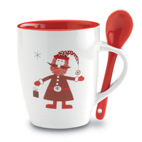 Mug personnalisable de noël en céramique avec petite cuillère 250ml