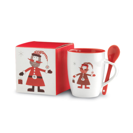 Mug personnalisable de noël en céramique avec petite cuillère 250ml