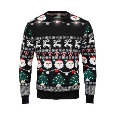 Pull de Noël personnalisable avec 10 lumières LED taille L/XL piles incluses