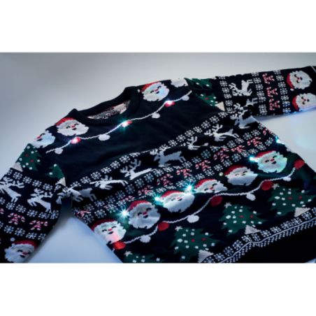 Pull de Noël personnalisable avec 10 lumières LED taille L/XL piles incluses