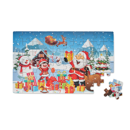 Puzzle de Noël publicitaire en bois dans une boite en fer blanc - 60 pièces