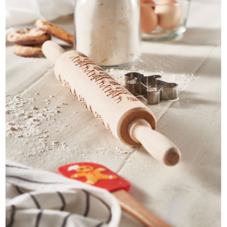 Rouleau à pâtisserie de Noël en bois avec motif de noël