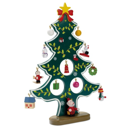 Sapin de Noël personnalisable en bois avec 12 décorations