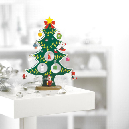 Sapin de Noël personnalisable en bois avec 12 décorations